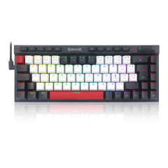 TECLADO MECANICO GAMER MAGIC-WAND RGB PRETO, BRANCO E VERMELHO SWITCH BROWN