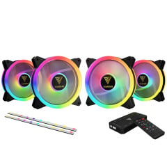KIT 4 FANS RGB COM  FITA LED RGB AEOLUS M2 1204R ELITE