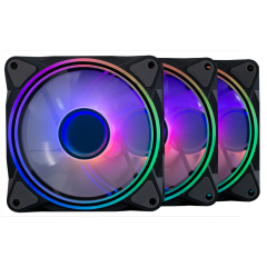 KIT FAN GAMER ONE POWER RADIANT X3 COM 3 FANS RGB PRETO