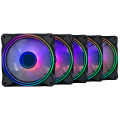 KIT FAN GAMER ONE POWER RADIANT X5 COM 5 FANS RGB PRETO