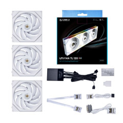 KIT UNI FAN TL 120 RGB GAMER BRANCO COM 3 FANS