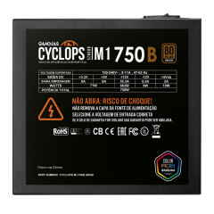 FONTE GAMDIAS CYCLOPS M1-750B WATTS RGB 80 PLUS BRONZE SEM CABO