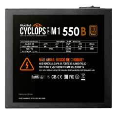 FONTE GAMDIAS CYCLOPS M1-550B WATTS 80 PLUS BRONZE SEM CABO