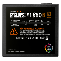 FONTE GAMDIAS CYCLOPS M1-650B WATTS RGB 80 PLUS BRONZE SEM CABO