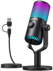MICROFONE GAMER MAONO DM30 RGB PRETO
