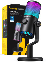 MICROFONE GAMER MAONO DM30 RGB PRETO
