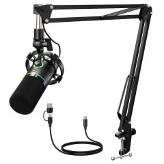 MICROFONE GAMER COM BRAÇO ARTICULAVEL MAONO PD200XS PRETO
