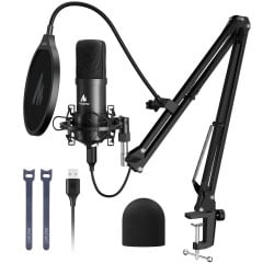 MICROFONE GAMER COM BRAÇO ARTICULAVEL MAONO AU-A04 PRETO