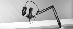 MICROFONE GAMER COM BRAÇO ARTICULAVEL MAONO AU-A04 PRETO