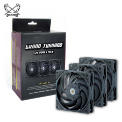 KIT 3 FAN 120MM GRAND TORNADO SCYTHE PRETO MODELO GT1225FD30X3-P