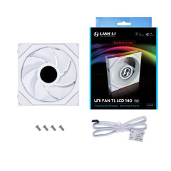 FAN GAMER UNI FAN TL LCD 140MM REVERSE BLADE BRANCO RGB MODELO 14RTLLCD1W