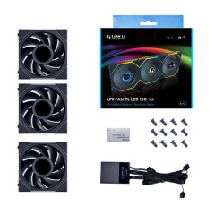 KIT 3 FAN GAMER UNI FAN TL LCD 120MM PRETO RGB MODELO 12TLLCD3B