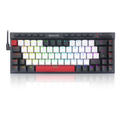 TECLADO MECANICO GAMER MAGIC-WAND MINI PRO RGB BRANCO, PRETO E VERMELHO SWITCH BROWN