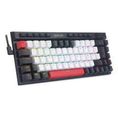 TECLADO MECANICO GAMER MAGIC-WAND MINI PRO RGB BRANCO, PRETO E VERMELHO SWITCH BROWN