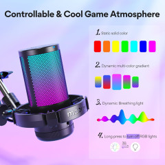 MICROFONE GAMER COM BRAÇO ARTICULAVEL MAONO DGM20S PRETO