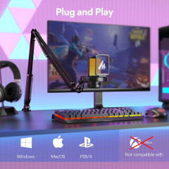 MICROFONE GAMER COM BRAÇO ARTICULAVEL MAONO DGM20S PRETO