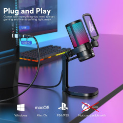 MICROFONE GAMER COM SUPORTE MAONO DGM20 PRETO