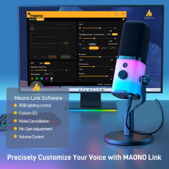 MICROFONE GAMER MAONO PD100X RGB PRETO
