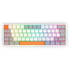 TECLADO MECANICO GAMER AKALI KEYCAPS BRANCO, CINZA E LARANJA RGB SWITCH MARROM