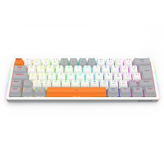 TECLADO MECANICO GAMER AKALI KEYCAPS BRANCO, CINZA E LARANJA RGB SWITCH MARROM