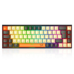 TECLADO MECANICO GAMER RYZE KEYCAPS BEGE, PRETO E LARANJA RGB SWITCH MARROM