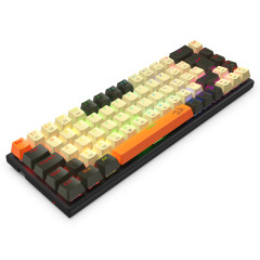TECLADO MECANICO GAMER RYZE KEYCAPS BEGE, PRETO E LARANJA RGB SWITCH MARROM
