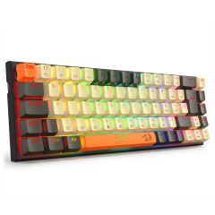 TECLADO MECANICO GAMER RYZE KEYCAPS BEGE, PRETO E LARANJA RGB SWITCH MARROM