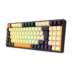TECLADO MECANICO GAMER REDRAGON KITAVA RGB PRETO, BEGE E LARANJA SWITCH MARROM