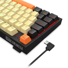 TECLADO MECANICO GAMER REDRAGON KITAVA RGB PRETO, BEGE E LARANJA SWITCH MARROM