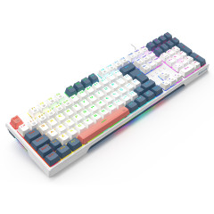 TECLADO MECANICO GAMER REDRAGON TRUNDLE RGB BRANCO, AZUL E ROSA SWITCH MARROM