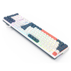 TECLADO MECANICO GAMER REDRAGON TRUNDLE RGB BRANCO, AZUL E ROSA SWITCH MARROM