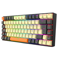 TECLADO MECANICO GAMER REDRAGON PHANTOM PRO RGB 3 MODE CINZA E CREMESWITCHMARROM