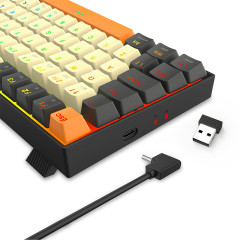 TECLADO MECANICO GAMER REDRAGON PHANTOM PRO RGB 3 MODE CINZA E CREMESWITCHMARROM