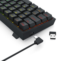 TECLADO MECANICO GAMER POLLUX PRO RGB PRETO  WIRED/2.4G/BT SWITCH BROWN