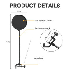 FILTRO POP DE MICROFONE MAONO AU-PF150 PRETO