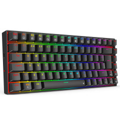 TECLADO MECANICO GAMER REDRAGON PHANTOM  RGB PRETO SWITCH MARROM