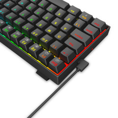TECLADO MECANICO GAMER REDRAGON PHANTOM  RGB PRETO SWITCH MARROM