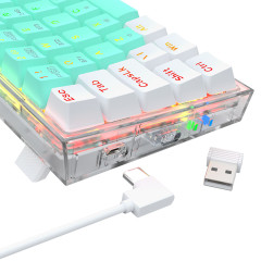 TECLADO MECANICO GAMER REDRAGON CASTOR PRO RGB BRANCO SWITCH GENTLE LIME