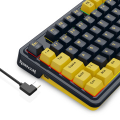 TECLADO MECANICO GAMER ELF RGB PRETO E LARANJA