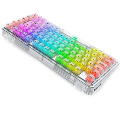 TECLADO MECANICO GAMER ELF PRO RGB CRYSTAL CLEAR TRANSPARENTE S/F