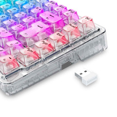 TECLADO MECANICO GAMER ELF PRO RGB CRYSTAL CLEAR TRANSPARENTE S/F