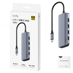 HUB USB-C 6 IN 1 CUDY MODELO UH500