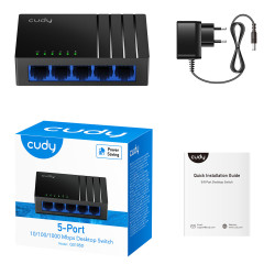 SWITCH CUDY 5 PORTA PRETO MODELO GS105D