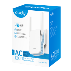 EXTENSOR DE WIFI CUDY BRANDA DUPLA AC1200 BRANCO MODELO RE1200