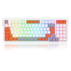 TECLADO MECANICO GAMER GLORIA RGB BRANCO LARANJA E CINZA SWITCH DUST-PROOF RED