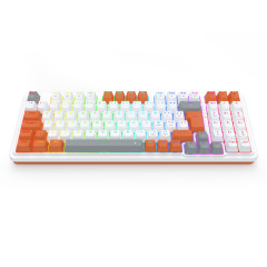 TECLADO MECANICO GAMER GLORIA RGB BRANCO LARANJA E CINZA SWITCH DUST-PROOF RED