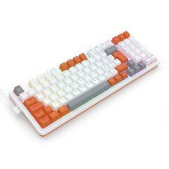 TECLADO MECANICO GAMER GLORIA RGB BRANCO LARANJA E CINZA SWITCH DUST-PROOF RED