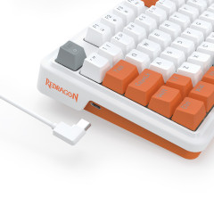 TECLADO MECANICO GAMER GLORIA RGB BRANCO LARANJA E CINZA SWITCH DUST-PROOF RED