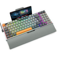 TECLADO MECANICO GAMER REDRAGON OLAF PRETO E CINZA RGB COM SWITCH DUST-PROOF MARROM