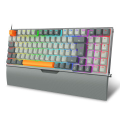 TECLADO MECANICO GAMER REDRAGON OLAF PRETO E CINZA RGB COM SWITCH DUST-PROOF MARROM